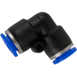 CONECTOR EN CODO HEMBRA X 8 MM,  MAX 125 PSI.