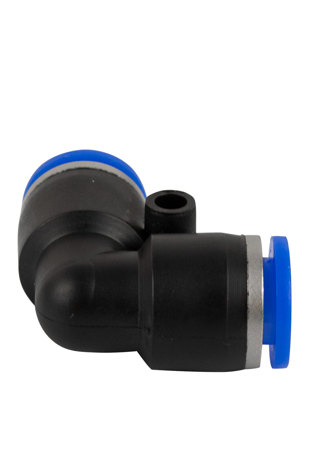CONECTOR EN CODO HEMBRA X 8 MM,  MAX 125 PSI.