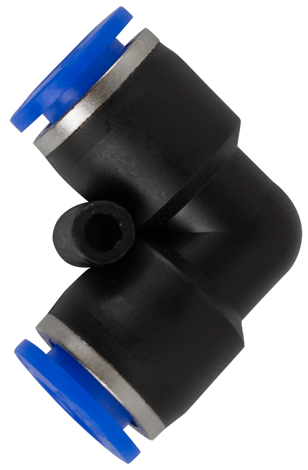 CONECTOR EN CODO HEMBRA X 8 MM,  MAX 125 PSI.