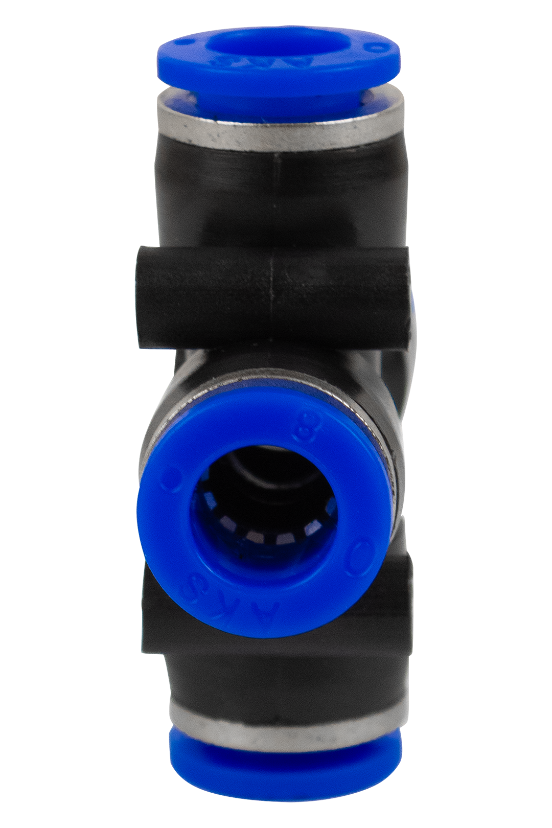 CONECTOR EN CRUZ SALIDAS HEMBRA 8 MM,  MAX 125 PSI.