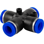 CONECTOR EN CRUZ SALIDAS HEMBRA 8 MM,  MAX 125 PSI.