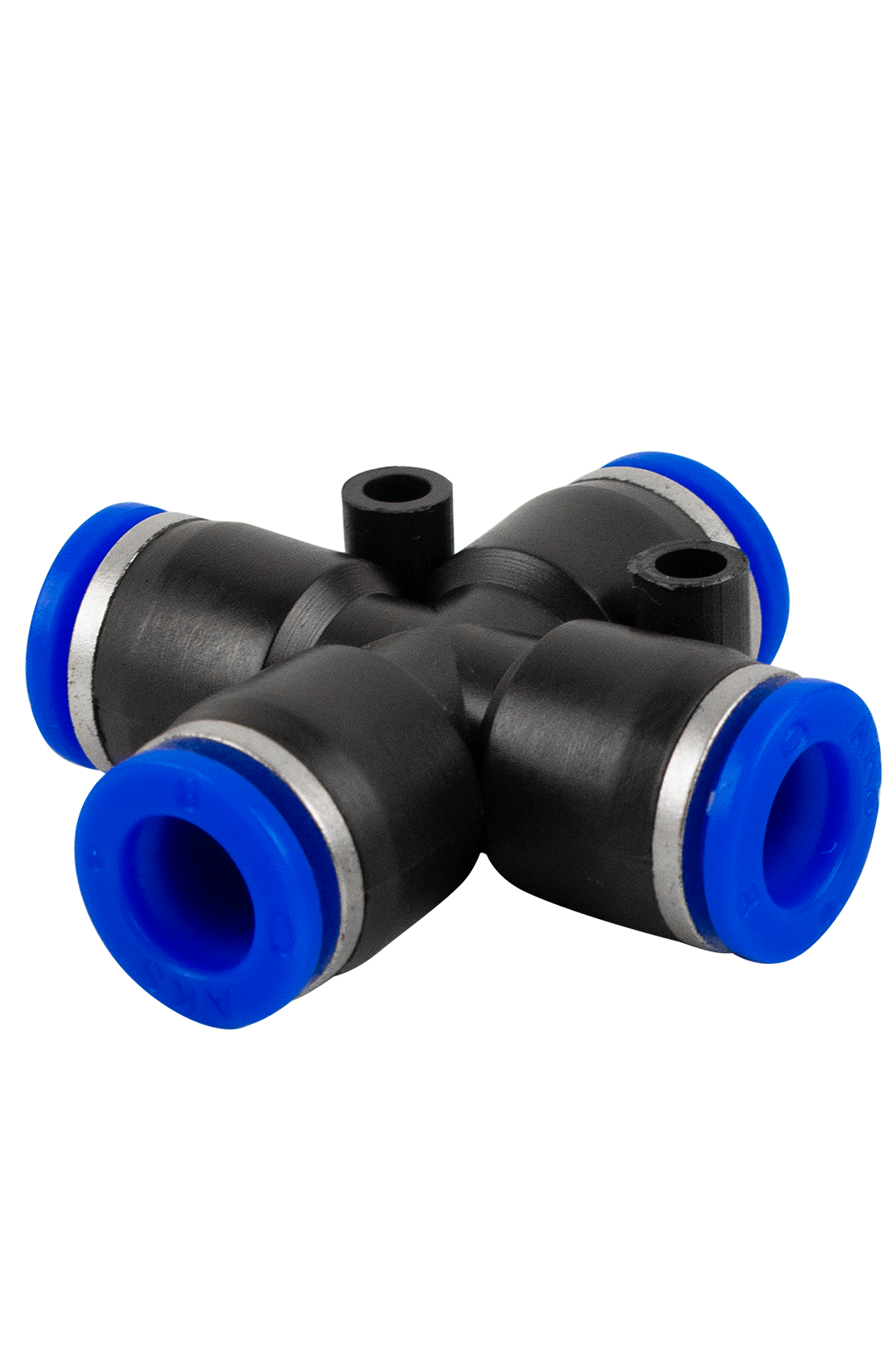 CONECTOR EN CRUZ SALIDAS HEMBRA 8 MM,  MAX 125 PSI.