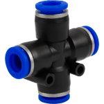 CONECTOR EN CRUZ SALIDAS HEMBRA 8 MM,  MAX 125 PSI.