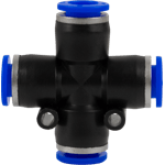 CONECTOR EN CRUZ SALIDAS HEMBRA 8 MM,  MAX 125 PSI.