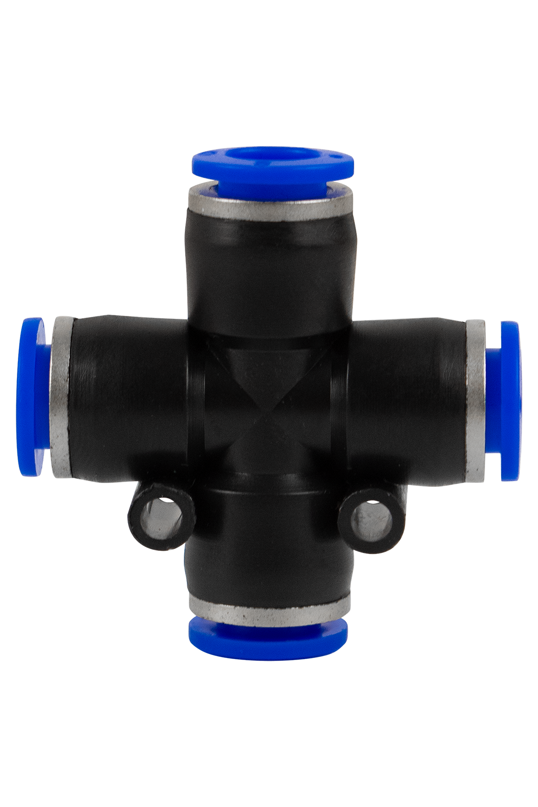 CONECTOR EN CRUZ SALIDAS HEMBRA 8 MM,  MAX 125 PSI.