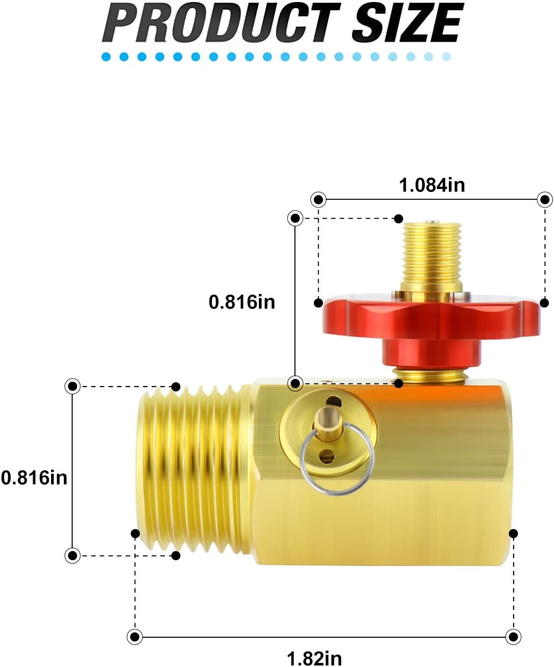 VALVULA PARA LLENADO DE TANQUE  DE 1/2" NPT SALIDA DE 1/4" Y OTRA DE 1/8" , MAX 150 PSI.