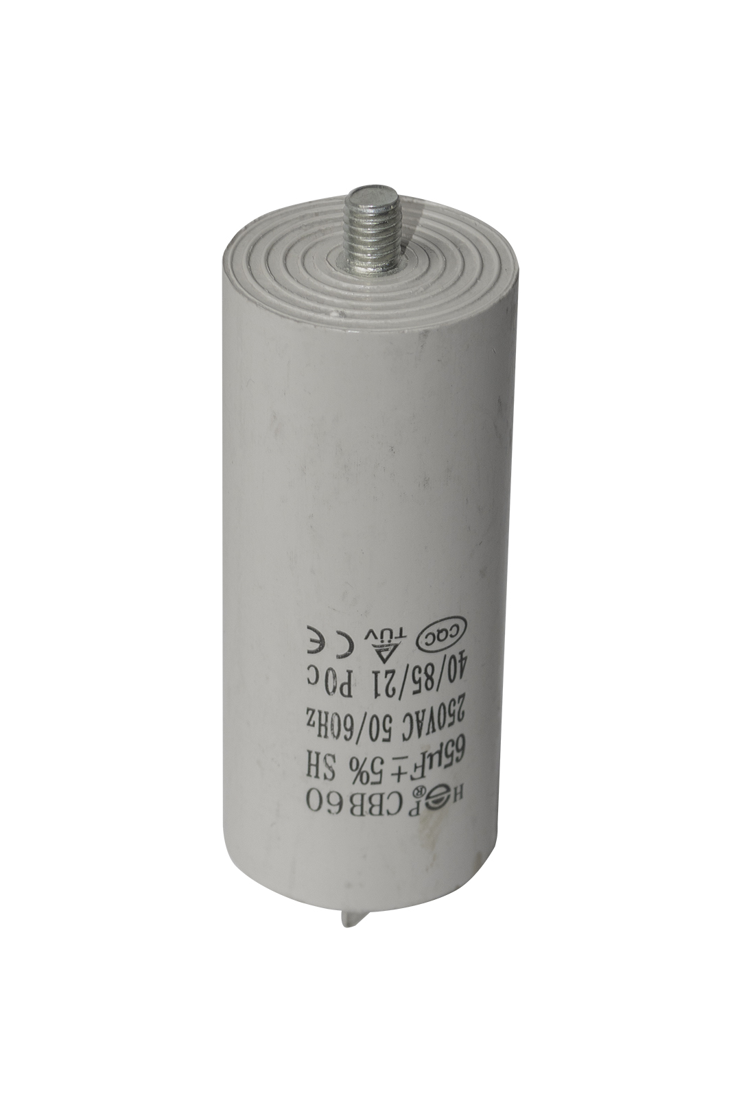 CAPACITOR DE TRABAJO REDONDO CON TERMINAL Y TORNILLO DE 65MF