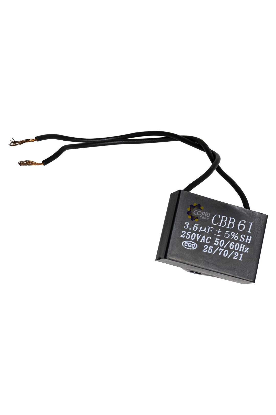 CAPACITOR DE TRABAJO CUADRADO CON CABLE DE 3.5MF