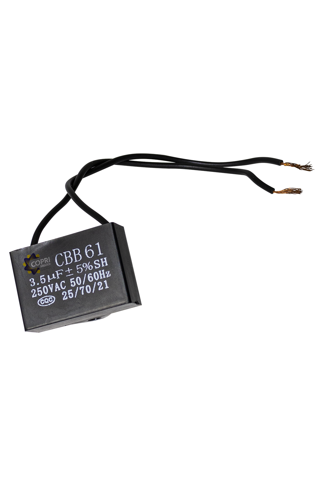 CAPACITOR DE TRABAJO CUADRADO CON CABLE DE 3.5MF