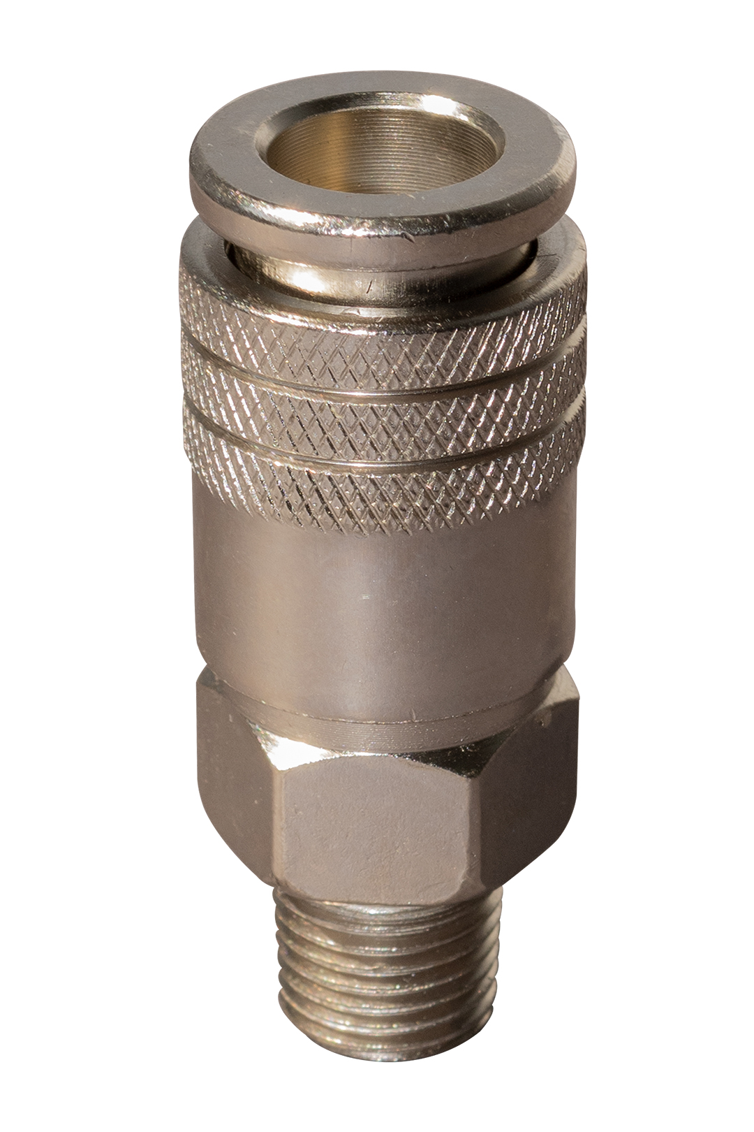 CONECTOR RAPIDO SENCILLO PLATEADO DE 1/4"