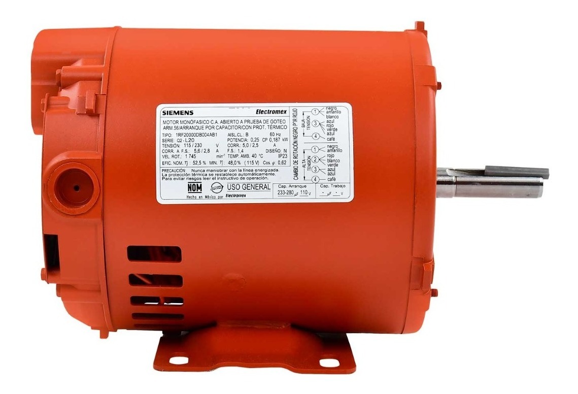 MOTOR MONOFASICO Y BIFASICO 1/2HP SIEMENS EN BAJA