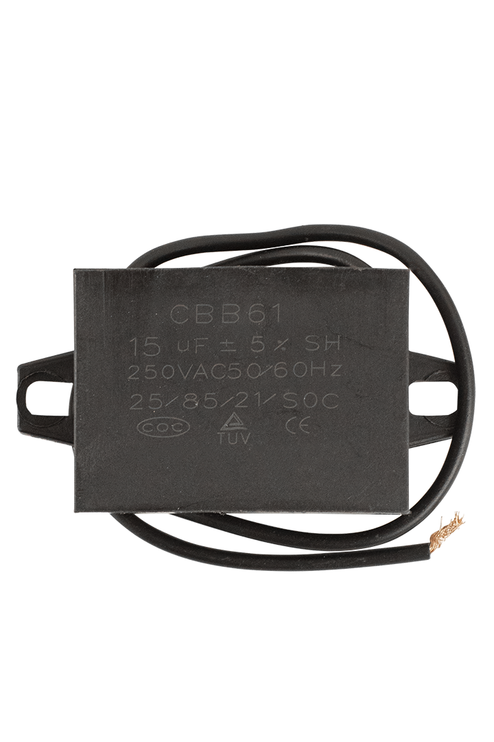 CAPACITOR DE TRABAJO CUADRADO CON CABLE DE 15 MF