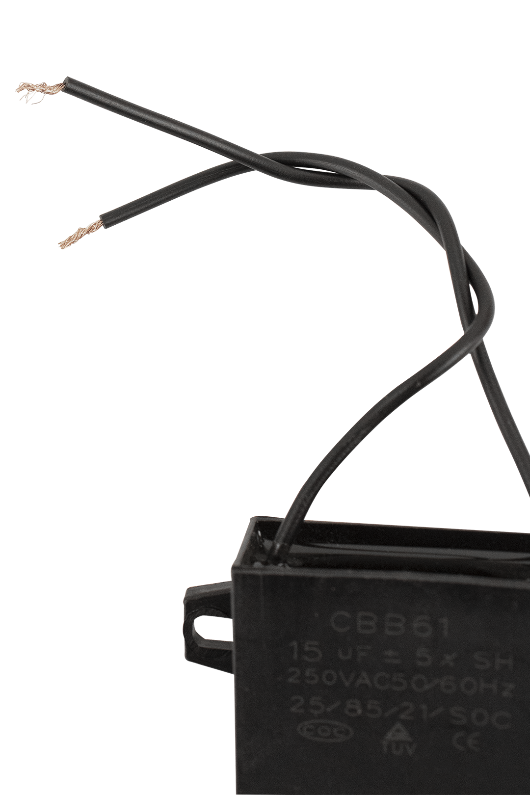 CAPACITOR DE TRABAJO CUADRADO CON CABLE DE 15 MF